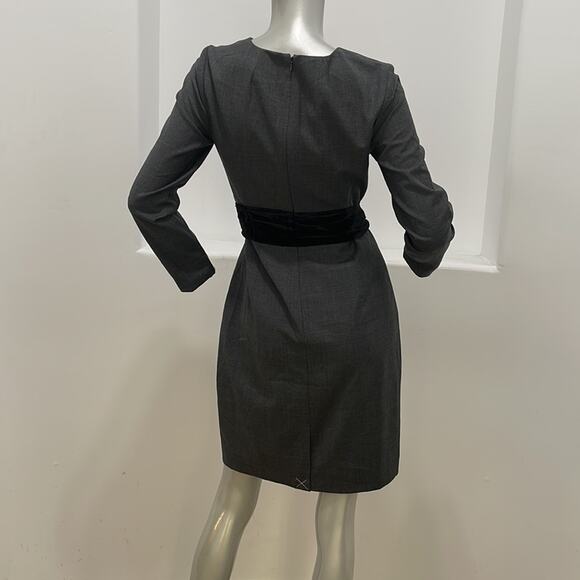 J Crew Long Sleeve Velvet Tie Waist Wool Blend Dress Gray Size 2 NWOT - Picture 11 of 13